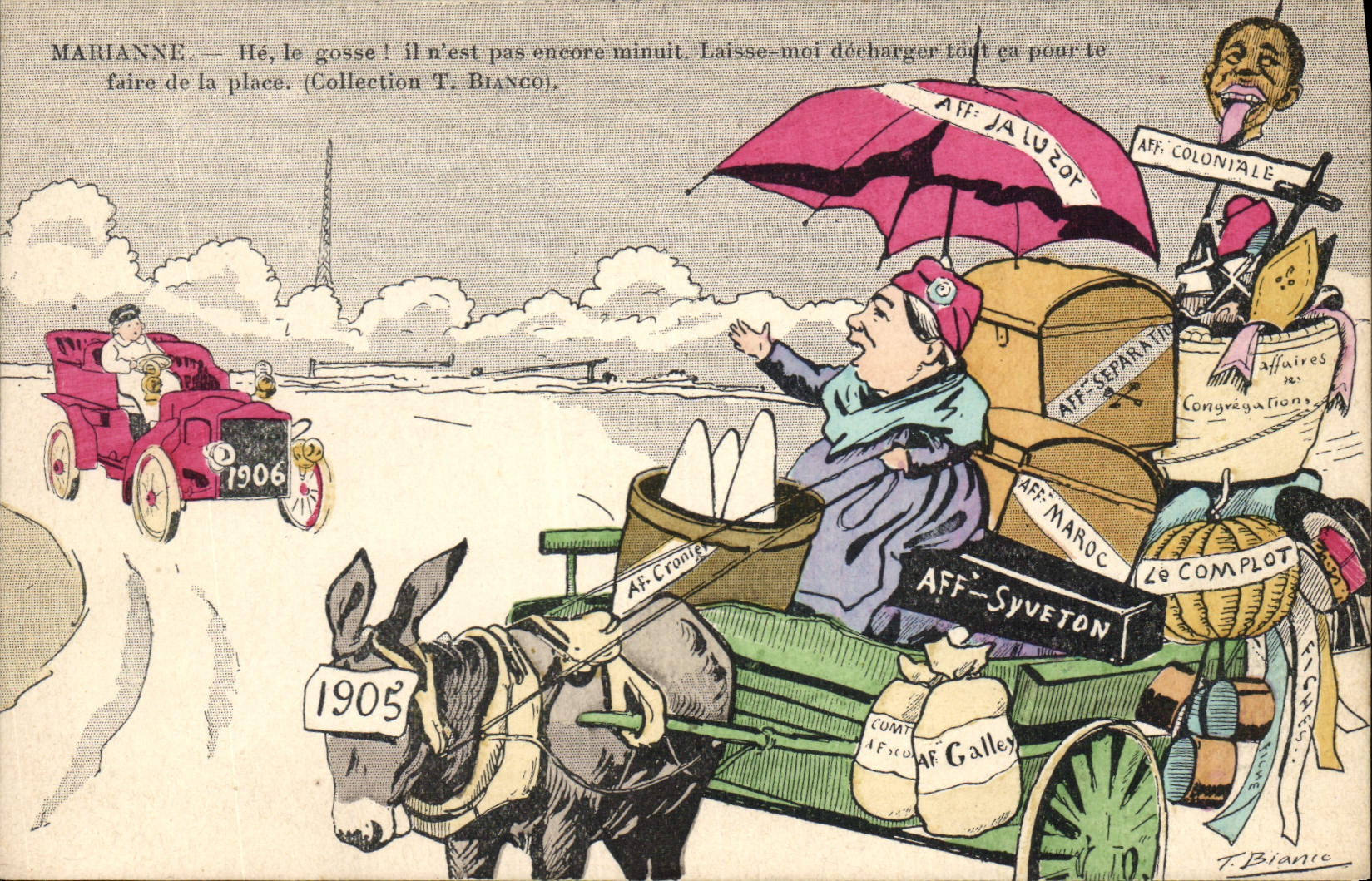 CPA Politique Satirique Ane Mule Automobile Syverton Jaluzot Coloniale 