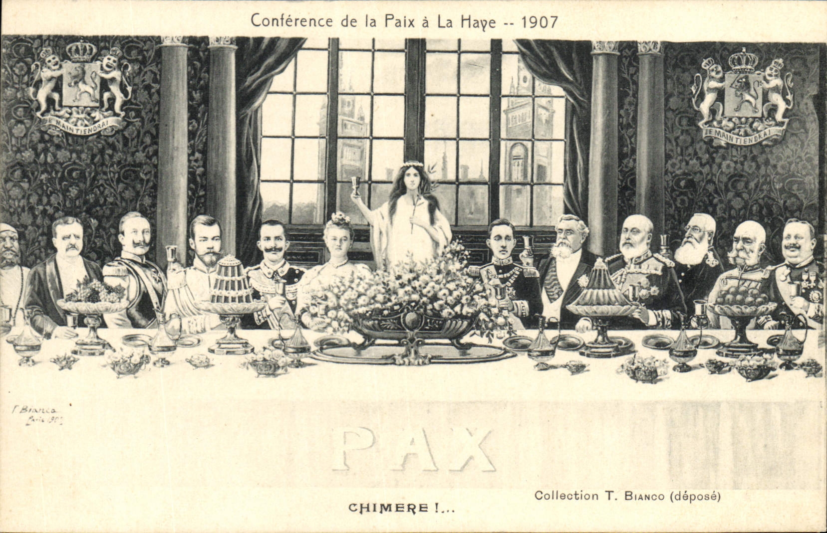 CPA Politique Satirique Conference de la Paix a la Haye 1907 