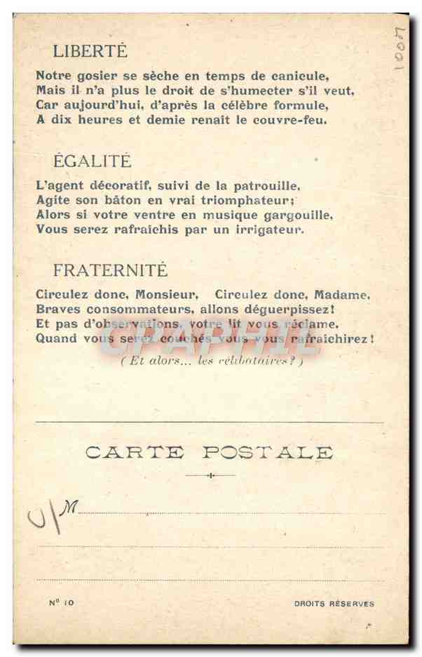 CPA Politique Satirique Liberte Egalite Fraternite Au Bon Coin Police Policier  — Rückseite