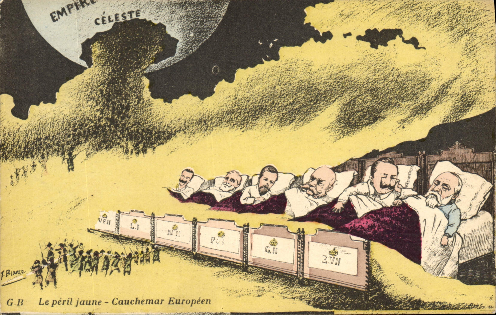 CPA Politique Satirique Le preil jaune Cauchemar europeen Empire Celeste Chine China 