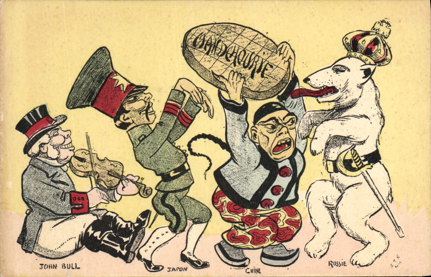 CPA Politique Satirique Mandchourie Ours Chine John Bull China Japon Russie Russia