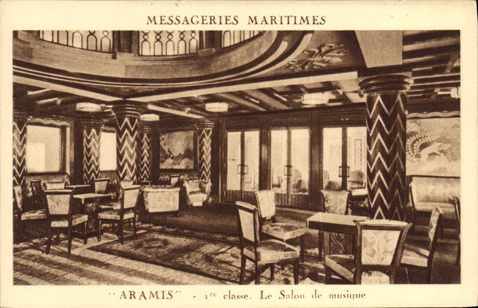 Cruise Aramis — 1ère classe. Le Salon de musique — Messageries Maritimes