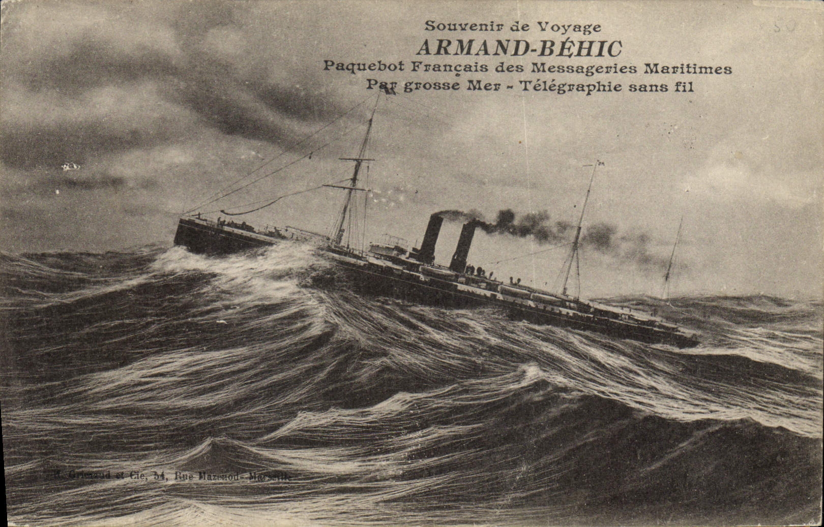 Paquebot Armand-Béhic — Souvenir de Voyage — Grémond et Cie, 54 Rue Mazenod, Marseille