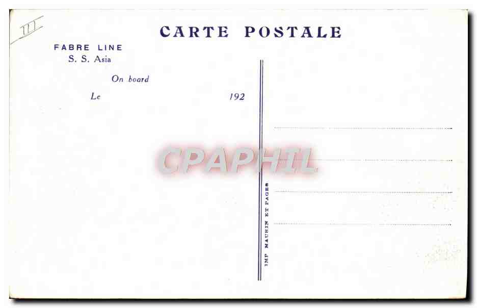 S.S. Asia — S.S. Asia — Fabre Line — Reverso