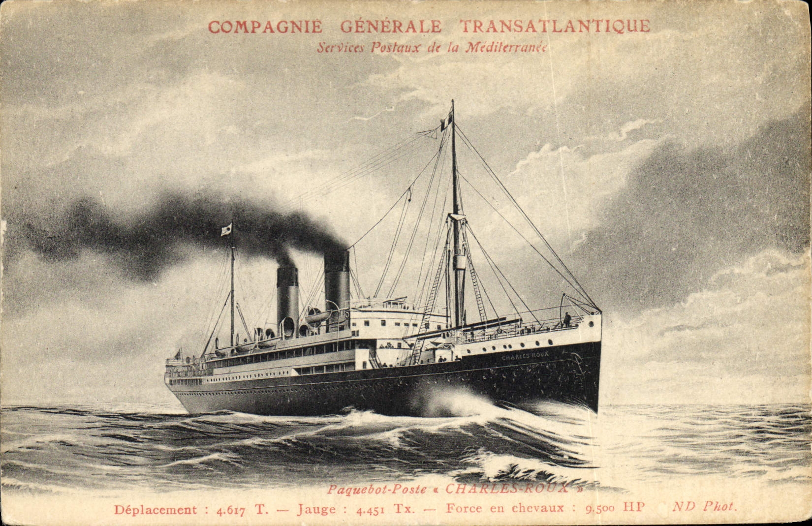 CPA Bateau Paquebot Compagnie Generale Transatlantique Charles Roux 
