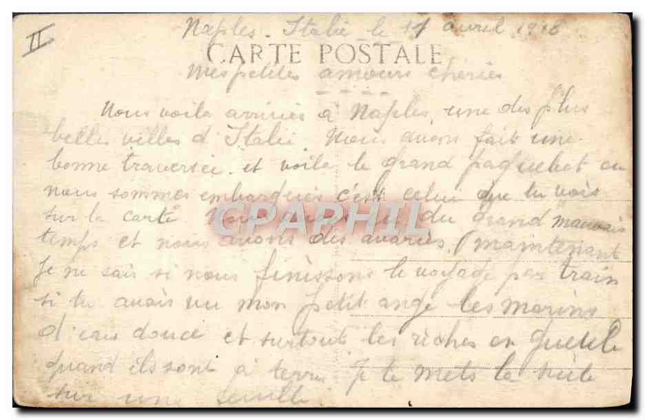 S.S. AMAZONE — Paquebot Français des Messageries Maritimes — Par grosse mer — Back