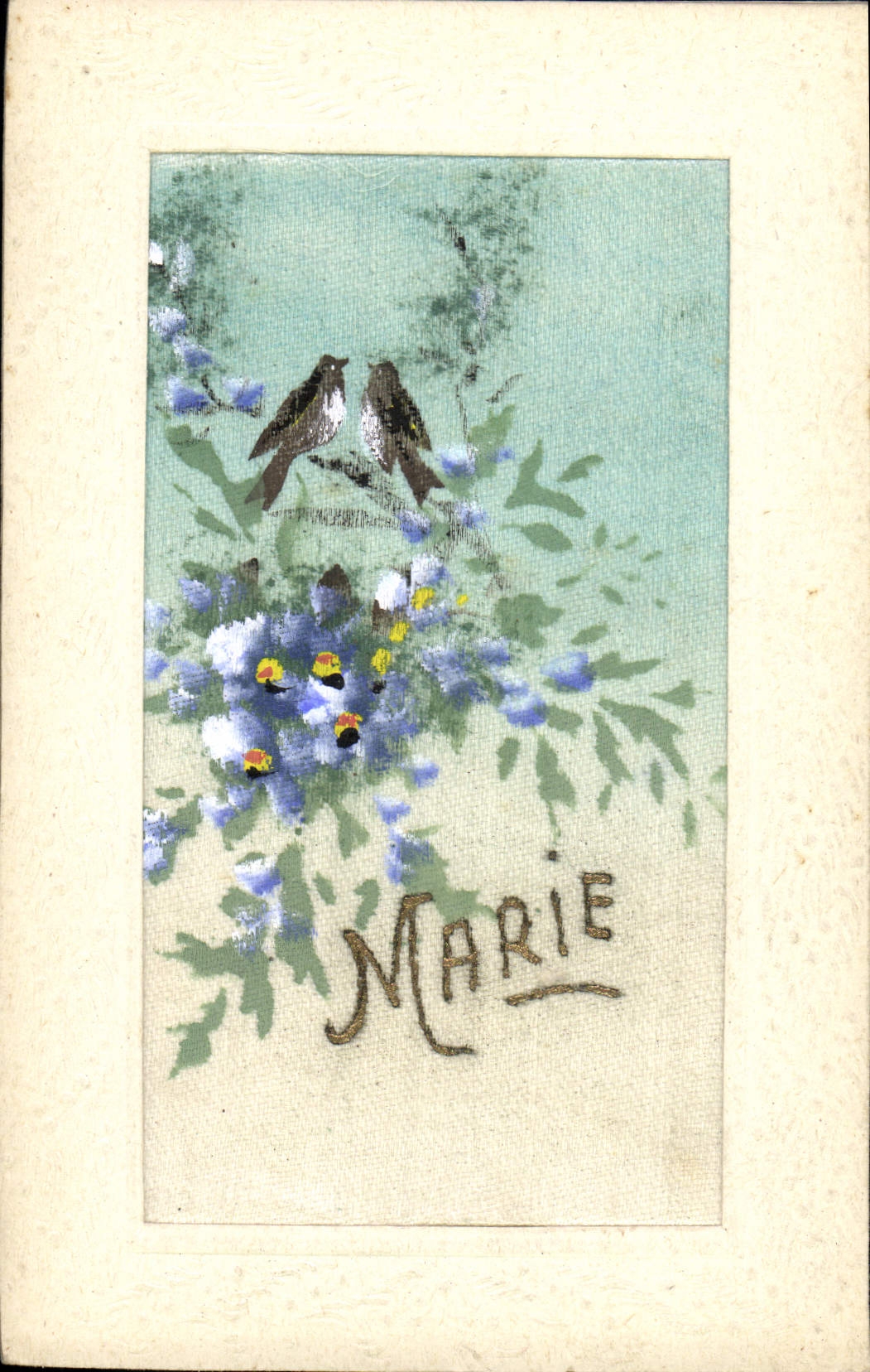 CPA Fantaisie Prenom Marie carte tissu