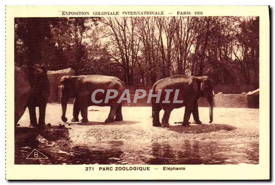 CPA Elephant Paris Exposition coloniale internationale Paris 1931 Parc zoologique 
