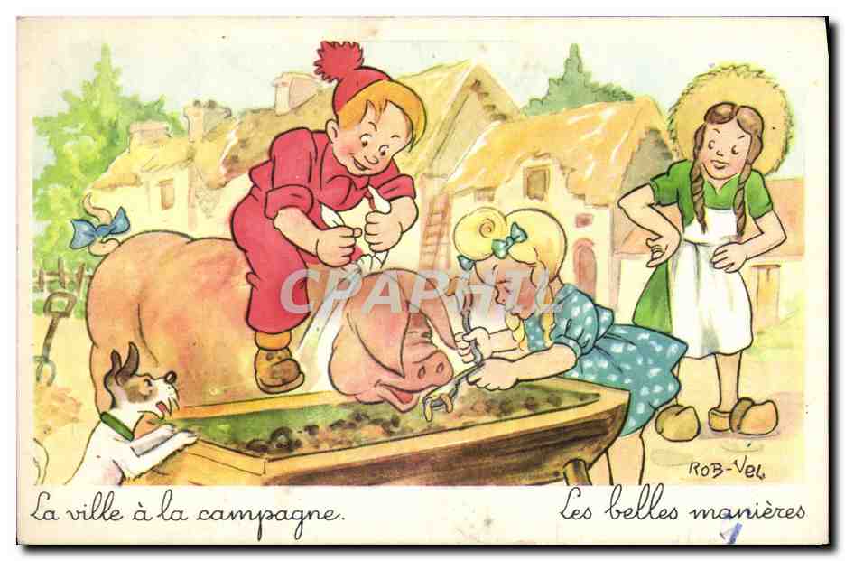 CPA Fantaisie Illustrateur Rob Vel Enfants Porc Cochon