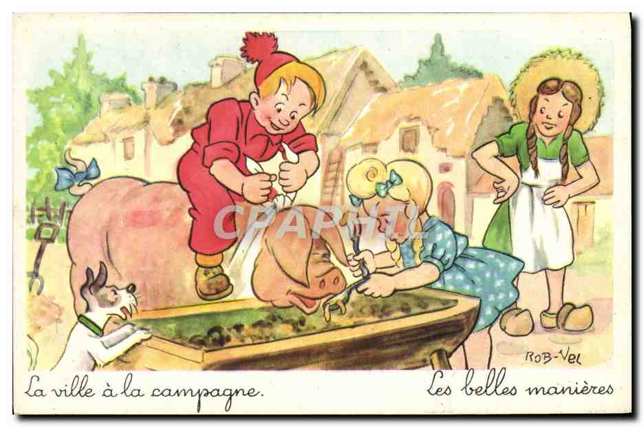 CPA Fantaisie Illustrateur Rob Vel Enfants Cochon Porc