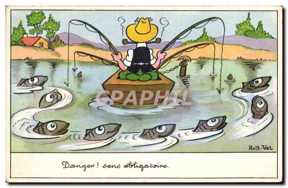 CPA Fantaisie Illustrateur Rob Vel Enfants Poissons Peche Pecheur