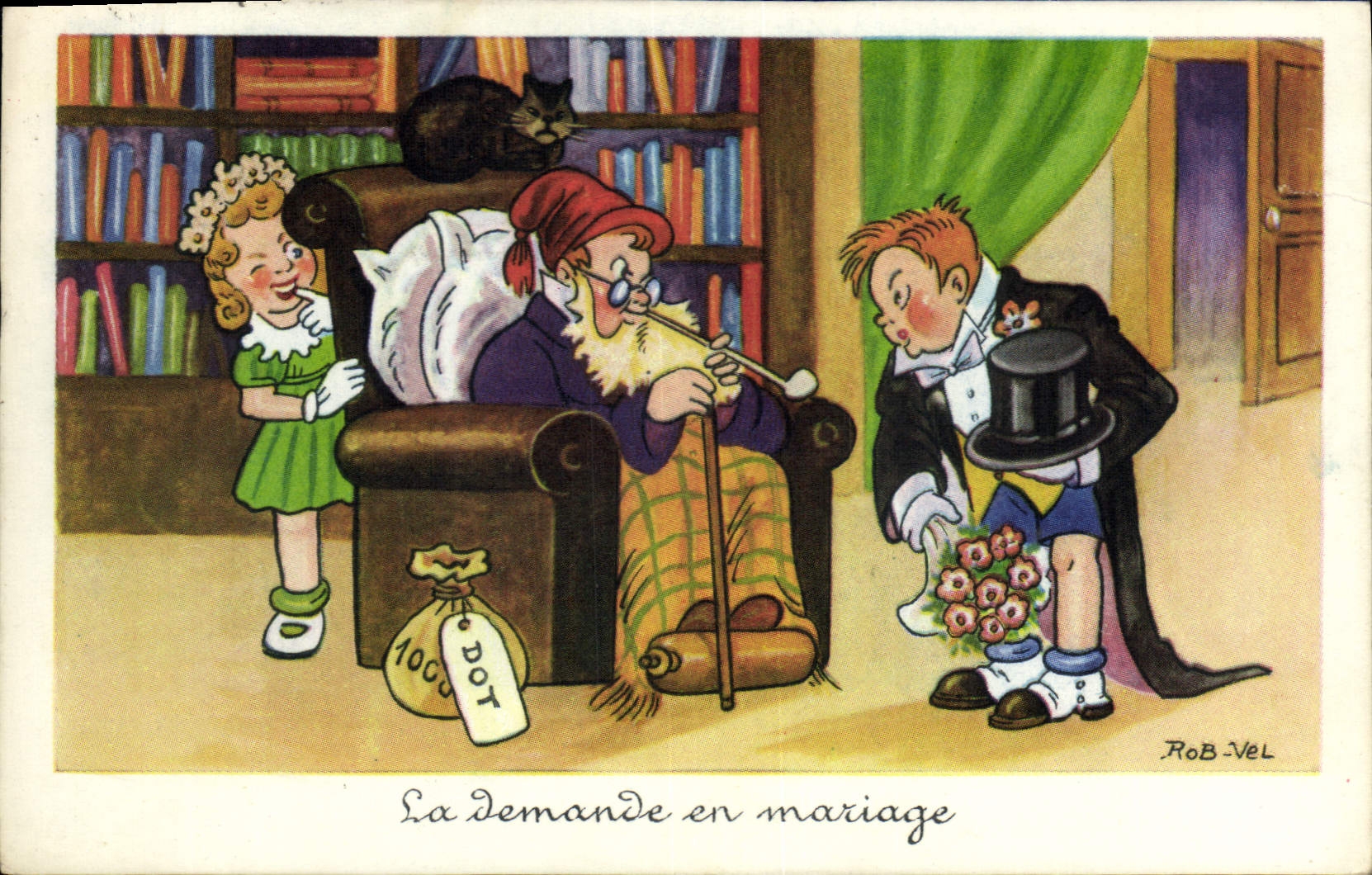 CPA Fantaisie Illustrateur Rob Vel Enfants Nain La demande de mariage
