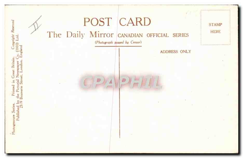 CPA Militaria Tanked Canada's German prisoners follow the tank Tranchees — Rückseite