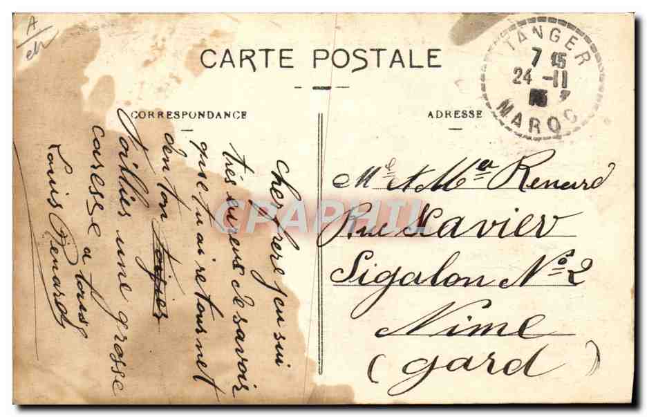 Duitse oorloggevangenen aan het werk — Tanger, 24-11-1917 — uitgever Ravel, n°16 — Achterkant