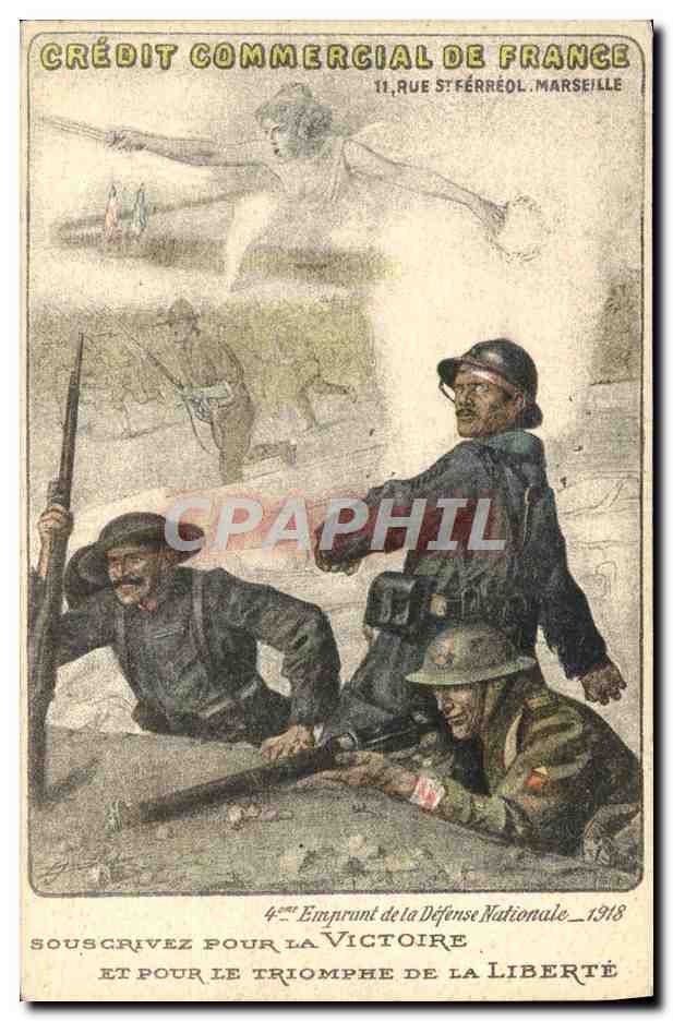 CPA Militaria Credit Commercial de France Emprunt de la Defense Nationale 1918