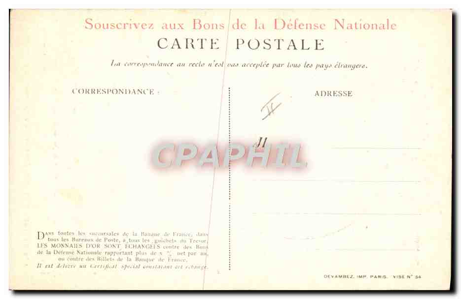 CPA Militaria Versez votre Or pour la France Coq  — Verso
