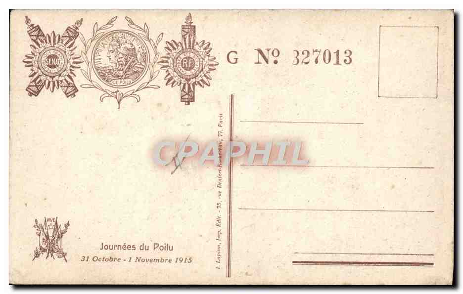 CPA Militaria Journee du Poilu 1915 — Verso