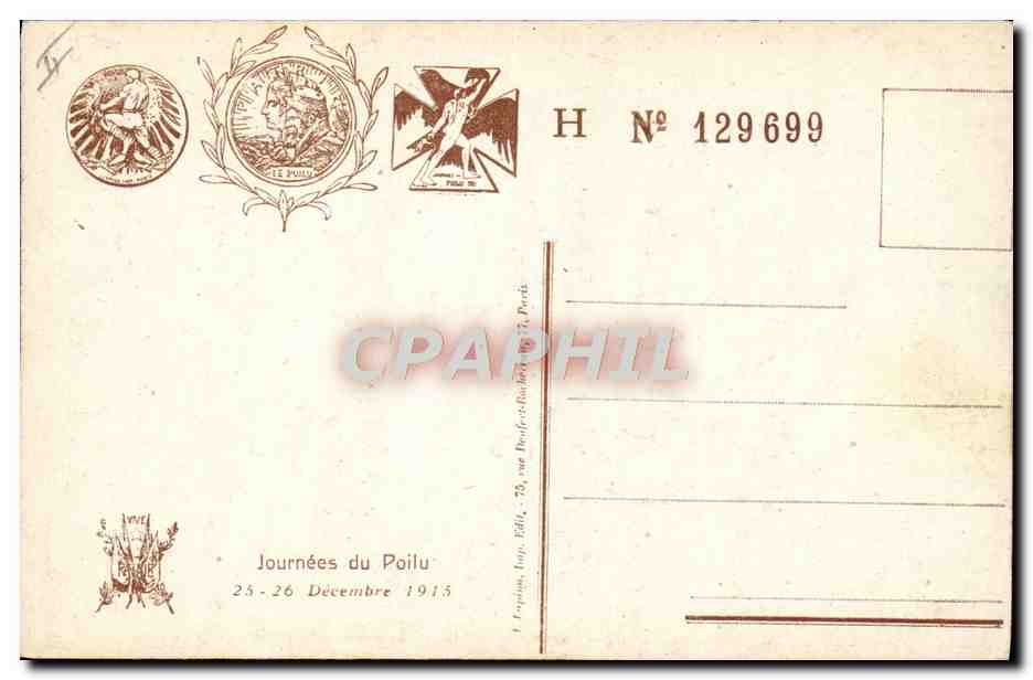 CPA Militaria Journee du Poilu 25 et 26 decembre 1915 — Rückseite