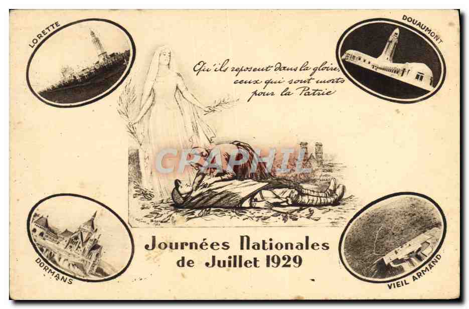 CPA Militaria Journees nationales Juillet 1929 Lorette Douaumont Dormans Vieil Armand
