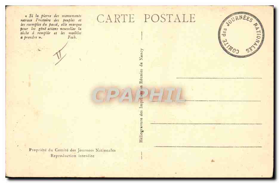 CPA Militaria Journees nationales Juillet 1929 Lorette Douaumont Dormans Vieil Armand — Verso