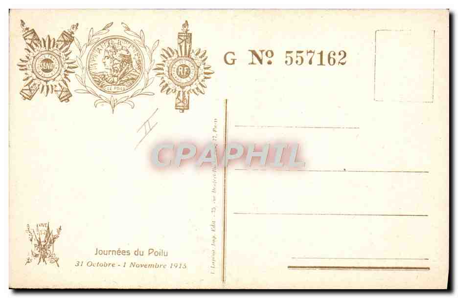 CPA Militaria La journee du poilu 1915 — Verso