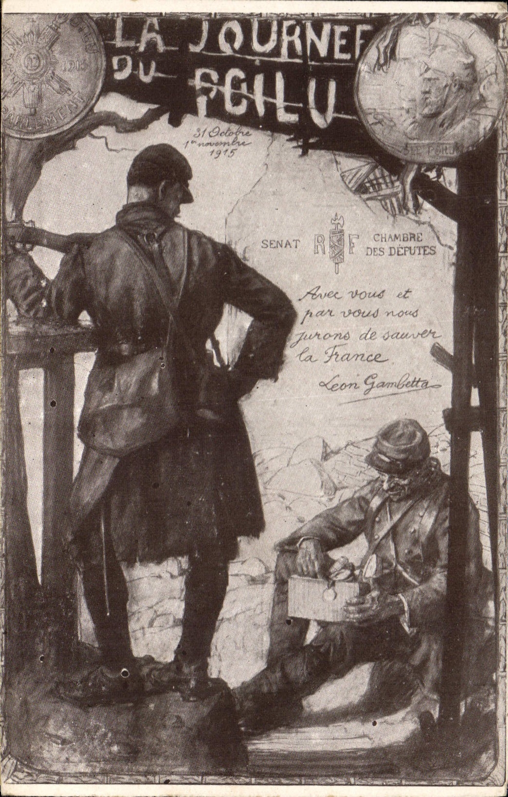 CPA Militaria La journee du poilu 1915