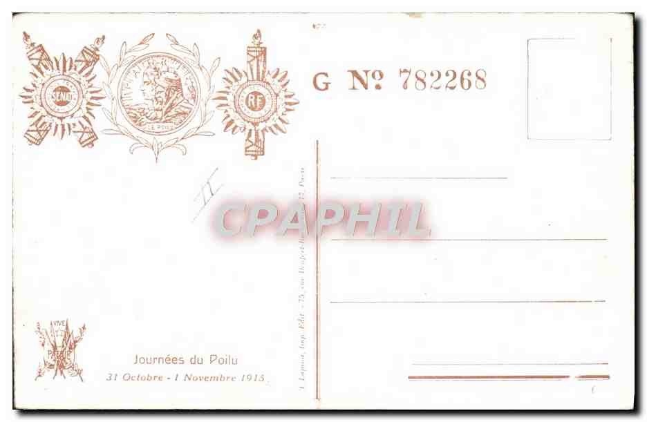 CPA Militaria La journee du poilu 1915 — Rückseite