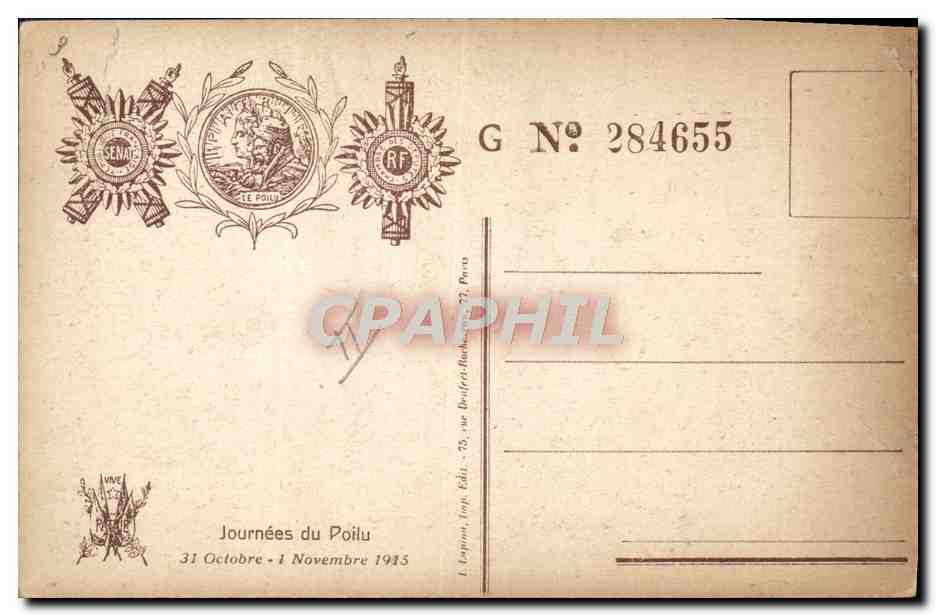 CPA Militaria La journee du poilu 1915 — Rückseite