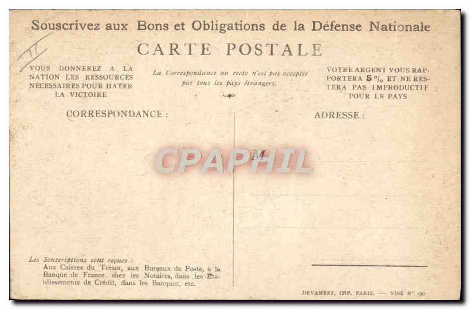 CPA Militaria Bons de Souscription Nationale  — Rückseite