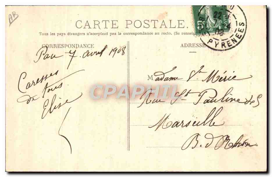 CPA Folklore Pyrenees Deux beaux types — Verso