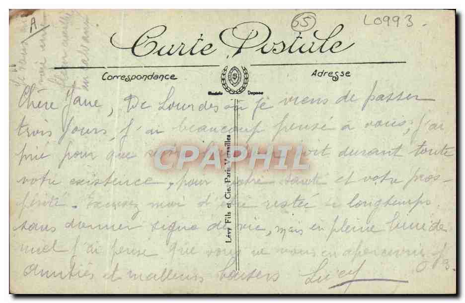 CPA Folklore Pyrenees Paysanne allant au marche Ane Mule  — Verso