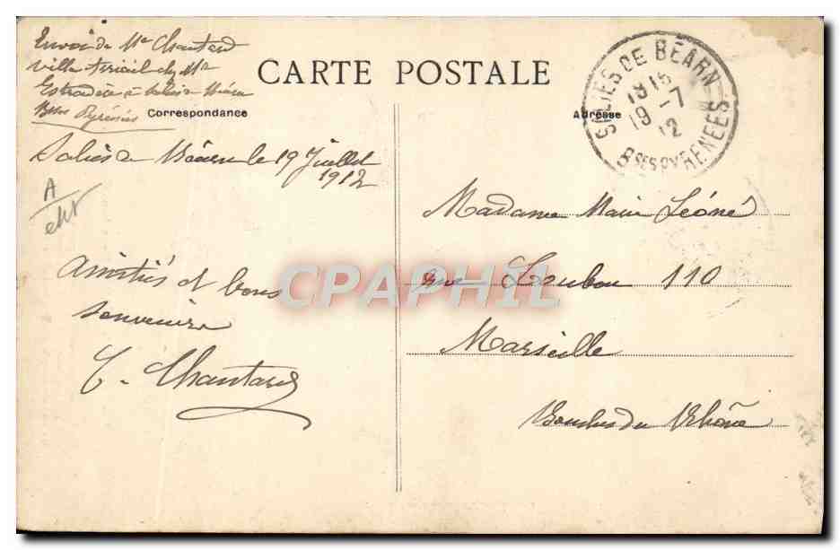 CPA Folklore Salies de Bearn Deux bons comperes — Verso
