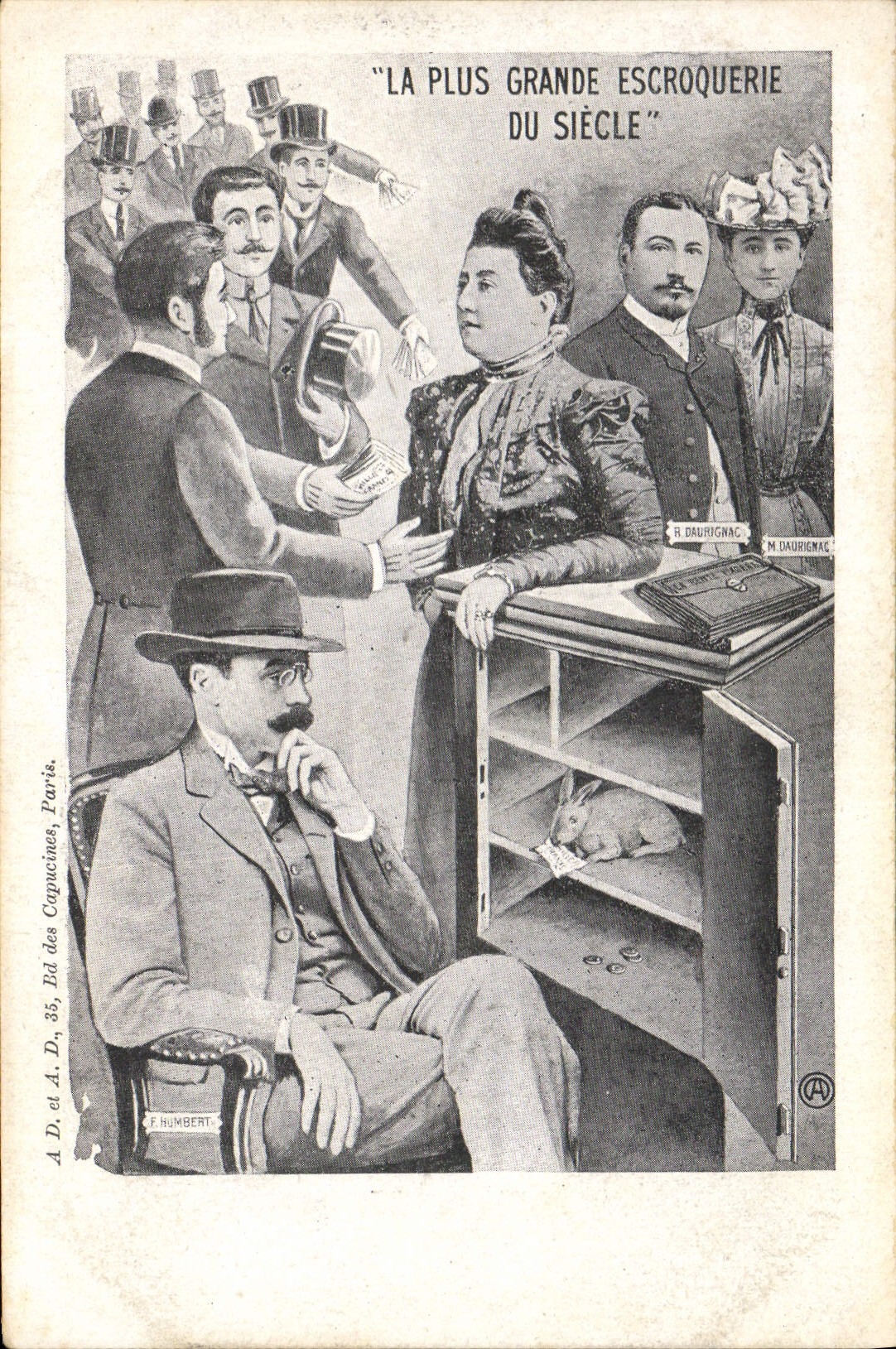 La plus grande escroquerie du siècle — caricature politique — F. Humbert, Paris