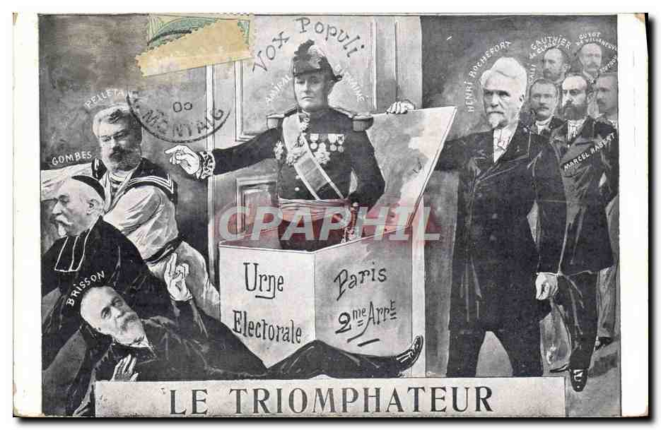 Le Triomphateur — caricature politique avec urne électorale — Édition Française (A.M.L.) Paris