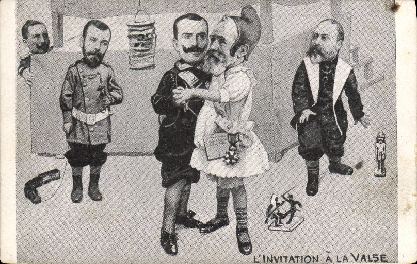 L'Invitation à la Valse — caricature politique — H. C. Déposé 1880