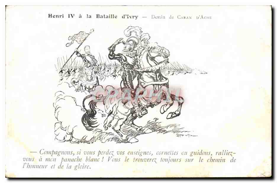 Henri IV à la Bataille d'Ivry — Dessin de Caran d'Ache