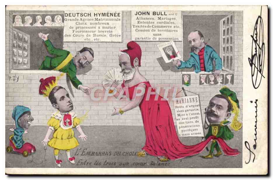 CPA Politique Satirique L'embarras du choix Marianne Alphonse XIII