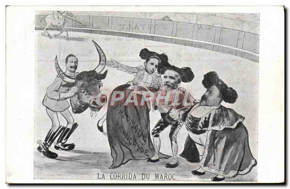 La corrida du Maroc — caricature politique — B. C. I. Paris
