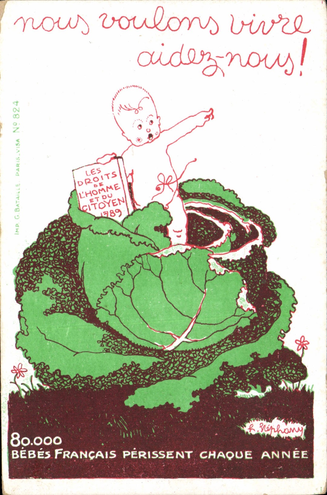 Bébés français — appel à l'aide — Imp. G. Bataille, Paris, N° 824