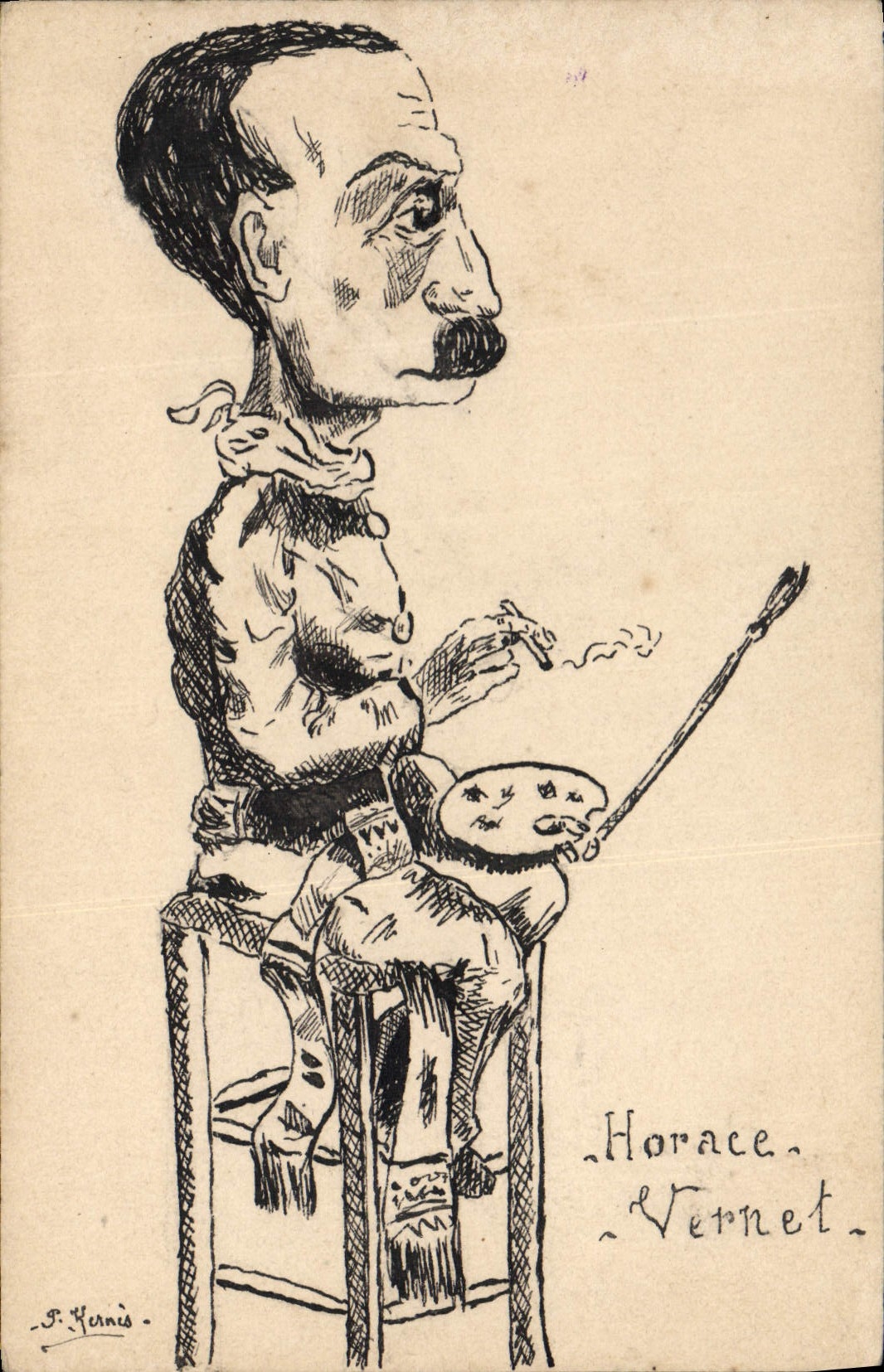 Horace Vernet — caricature d'artiste — F. Kernis