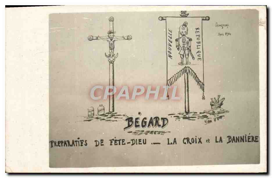 Bégard — Préparatifs de Fête-Dieu — La Croix et la Bannière — Georges, Mars 1914