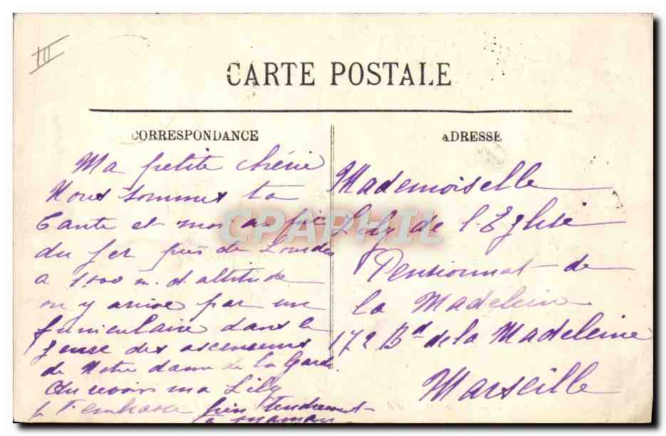 CPA Astronomie Lourdes Sommet du Pic de Jer L'Observatoire et la chaine des Pyrenees — Rückseite