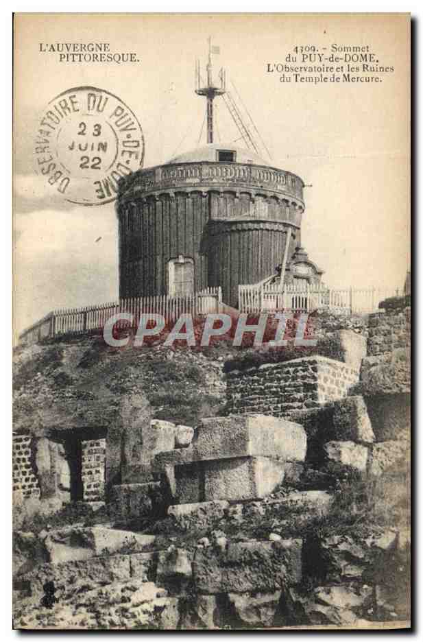 CPA Astronomie Auvergne Sommet du Puy de Dome L'Observatoire et les ruines du temple de Mercure 