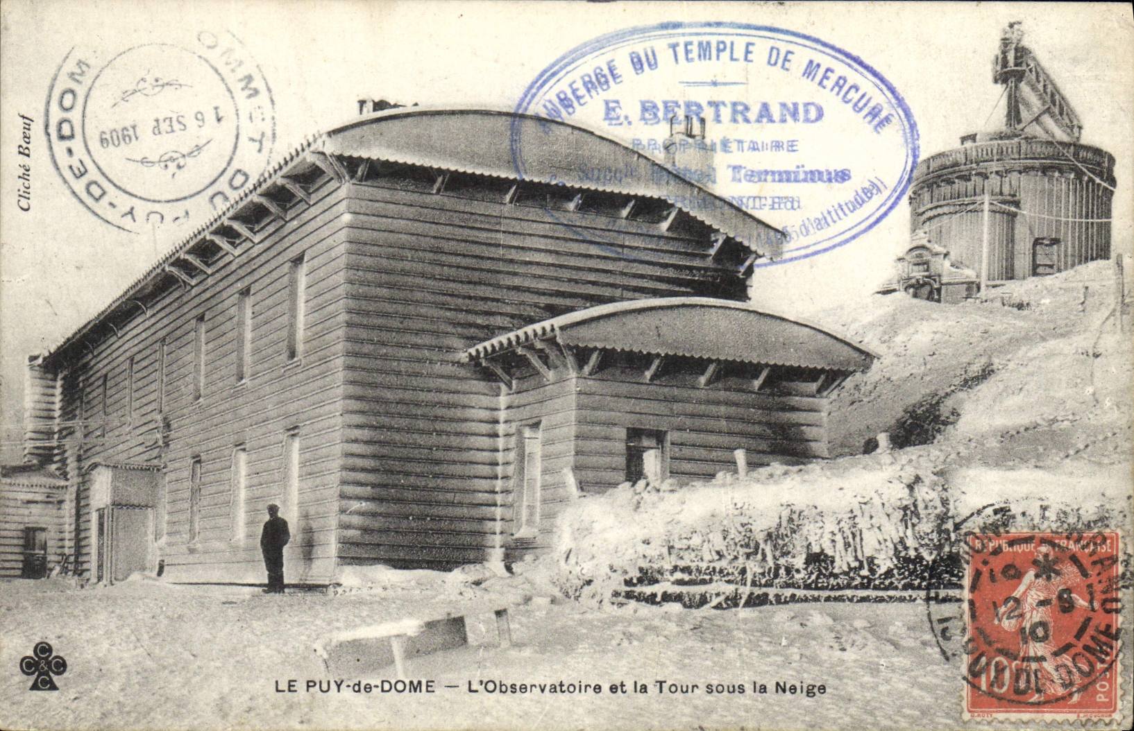 CPA Astronomie Le Puy de Dome L'Observatoire et la tour sous la neige 