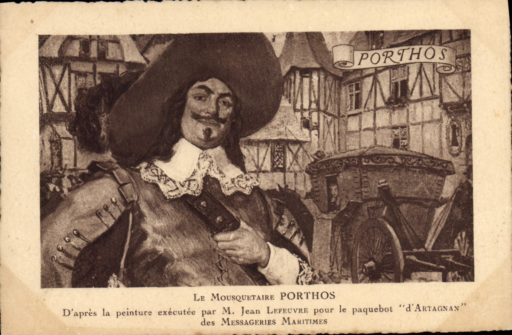 Le Mousquetaire Porthos — d'après la peinture de Jean Lefeuvre pour le paquebot 'd'Artagnan' — Messageries Maritimes