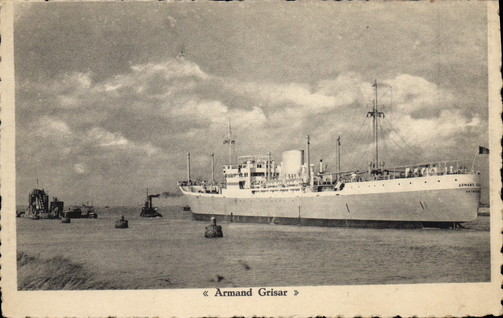 Le navire « Armand Grisar » — photo de port — éditeur J. Van Hesch, Deurne