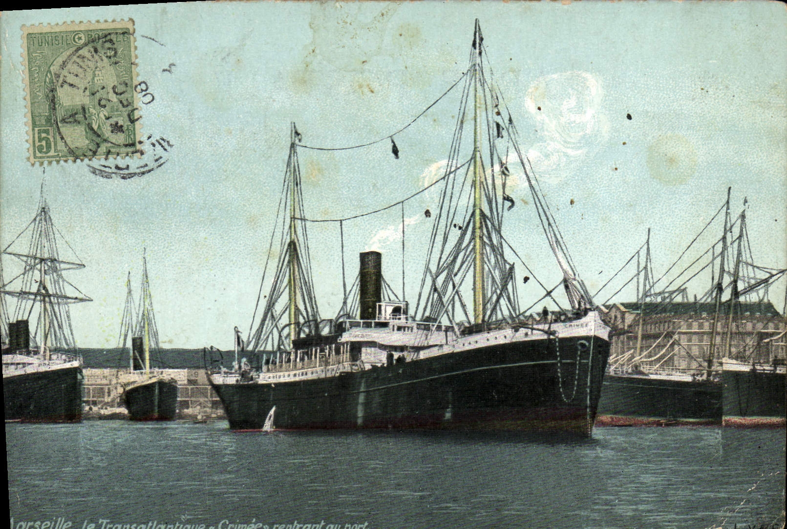Laroseille — El transatlántico « Crimée » regresando al puerto — Poste Tunisa
