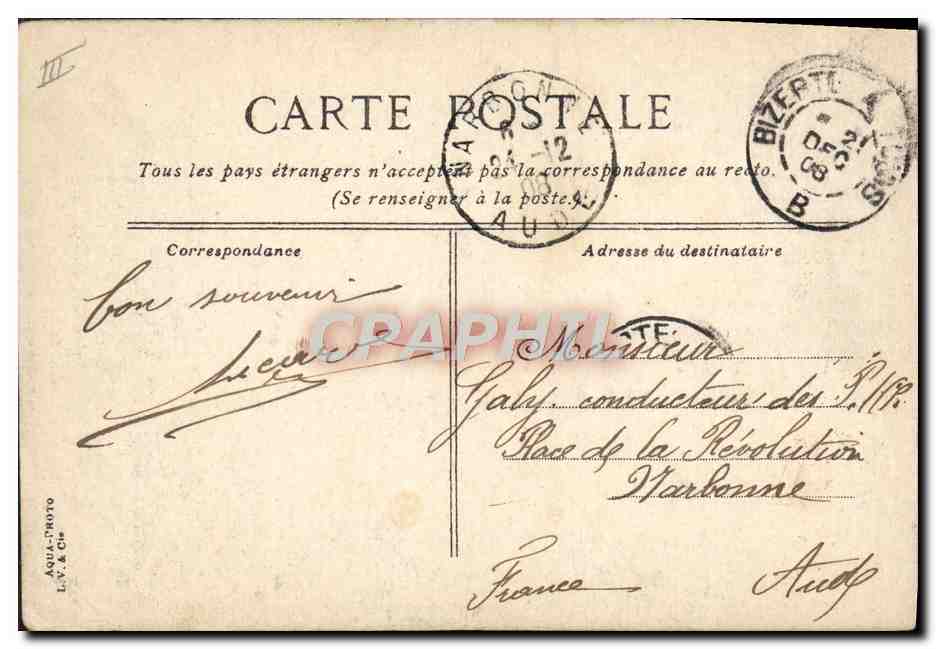Laroseille — El transatlántico « Crimée » regresando al puerto — Poste Tunisa — Reverso