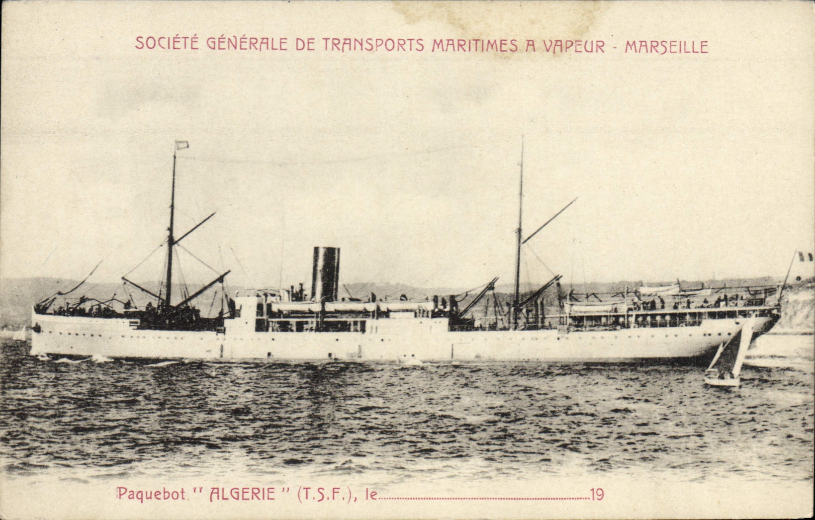 Paquebot "ALGERIE" (T.S.F.) — Société Générale de Transports Maritimes à Vapeur - Marseille