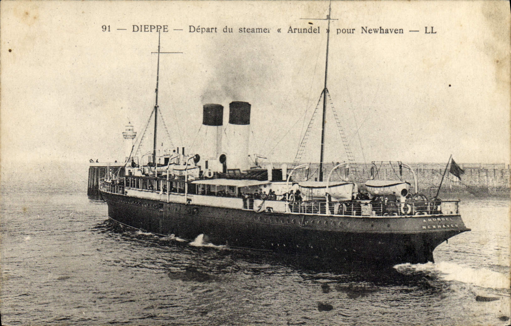 Dieppe — Partenza del piroscafo « Arundel » per Newhaven — LL